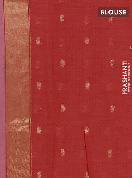 Jamdhani cotton saree dark peach with allover thread woven buttas and jamdhani pallu