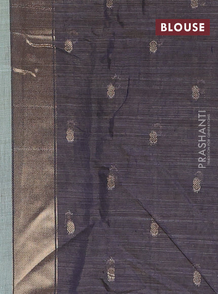 Jamdhani cotton saree blue shade with allover thread woven buttas and jamdhani pallu