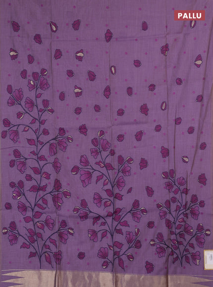 Jamdhani cotton saree lavender with allover thread woven buttas and jamdhani pallu