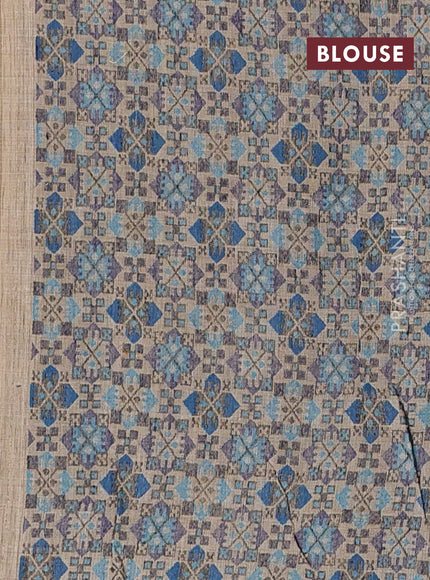 Jamdhani cotton saree beige and blue with allover thread woven buttas and jamdhani pallu