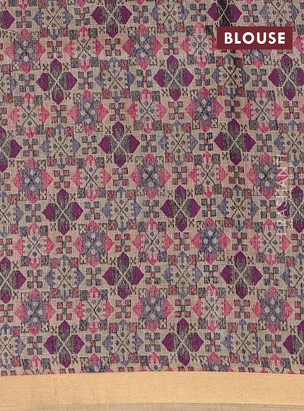 Jamdhani cotton saree beige and purple with allover thread woven buttas and jamdhani pallu