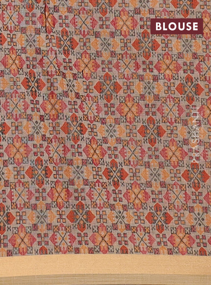 Jamdhani cotton saree beige and maroon with allover thread woven buttas and jamdhani pallu