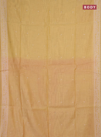 Jamdhani cotton saree yellow and red with allover thread & zari woven buttas and jamdhani pallu