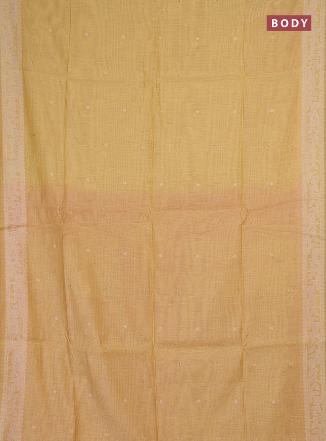 Jamdhani cotton saree yellow and red with allover thread & zari woven buttas and jamdhani pallu