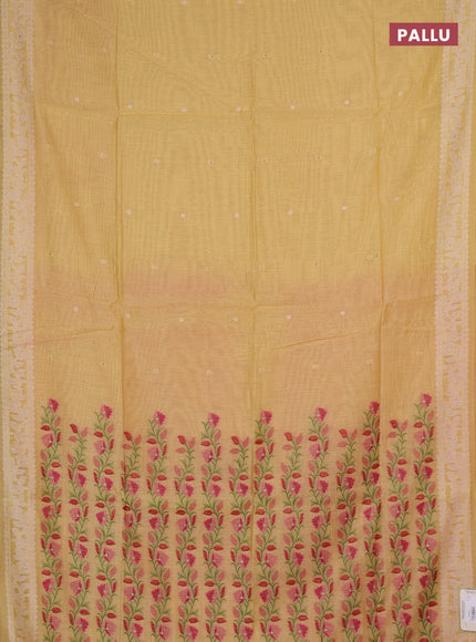 Jamdhani cotton saree yellow and red with allover thread & zari woven buttas and jamdhani pallu