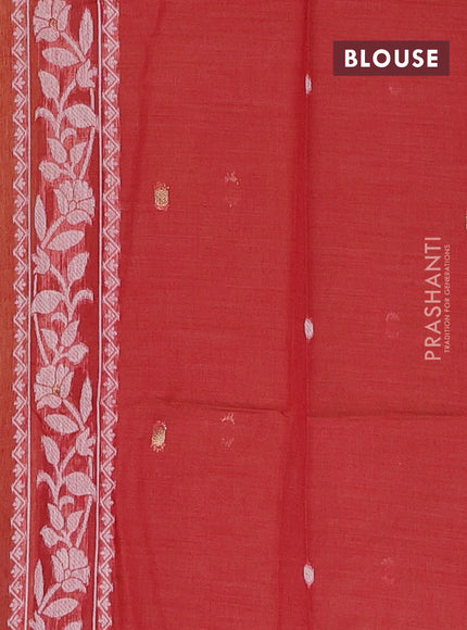 Jamdhani cotton saree yellow and red with allover thread & zari woven buttas and jamdhani pallu