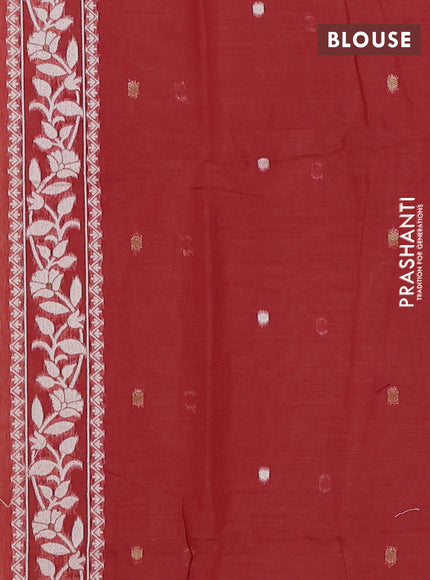 Jamdhani cotton saree peach shade and red with allover thread & zari woven buttas and jamdhani pallu