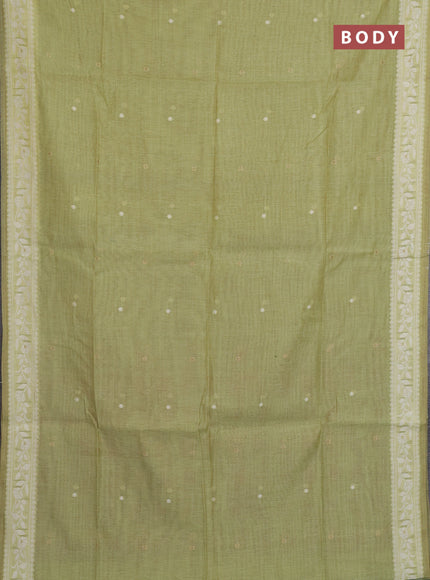 Jamdhani cotton saree pista green and green with allover thread & zari woven buttas and jamdhani pallu