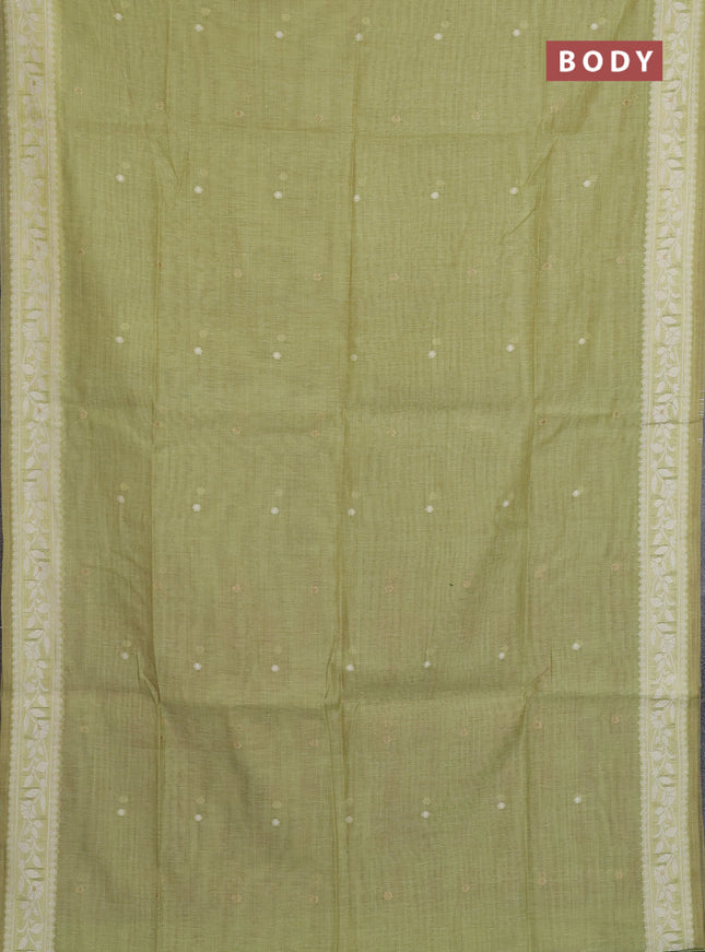 Jamdhani cotton saree pista green and green with allover thread & zari woven buttas and jamdhani pallu