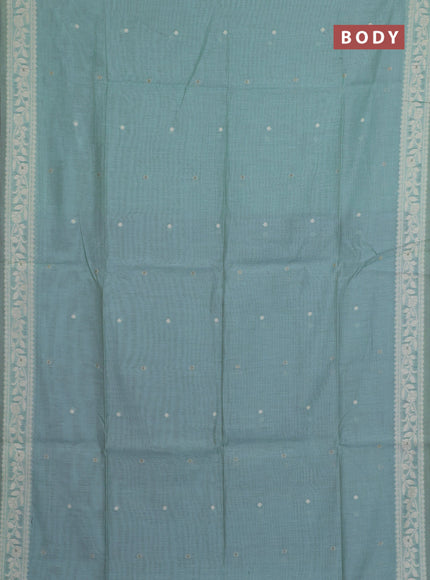 Jamdhani cotton saree teal blue and navy blue with allover thread & zari woven buttas and jamdhani pallu