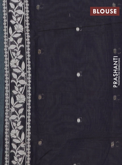 Jamdhani cotton saree teal blue and navy blue with allover thread & zari woven buttas and jamdhani pallu