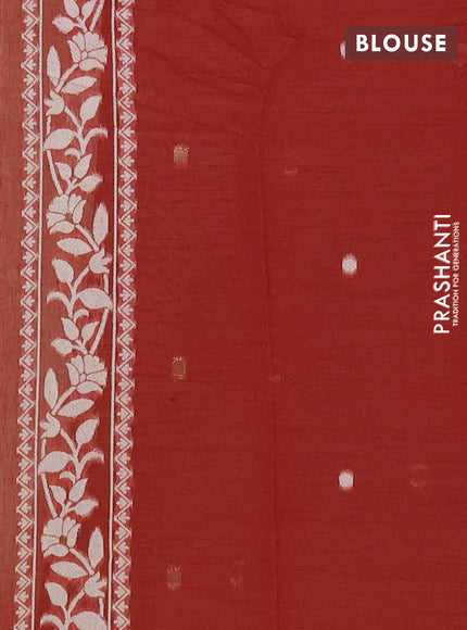 Jamdhani cotton saree beige and maroon with allover thread & zari woven buttas and jamdhani pallu