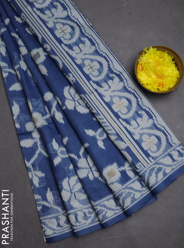 Jamdhani cotton saree blue with allover thread & zari woven buttas and jamdhani pallu