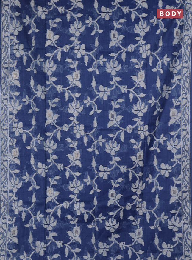 Jamdhani cotton saree blue with allover thread & zari woven buttas and jamdhani pallu