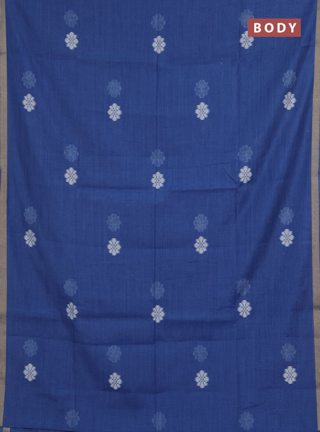 Jamdhani cotton saree blue with allover thread woven buttas and jamdhani pallu