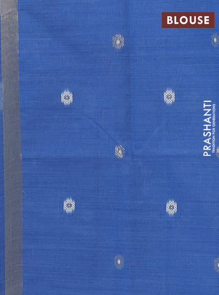 Jamdhani cotton saree blue with allover thread woven buttas and jamdhani pallu