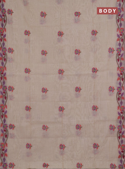 Jamdhani cotton saree beige with allover thread woven buttas and jamdhani pallu