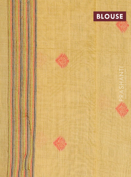 Jamdhani cotton saree mustard yellow with allover thread woven buttas and jamdhani pallu