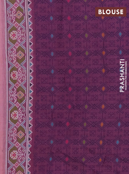 Jamdhani cotton saree peach pink with allover thread woven buttas and jamdhani pallu