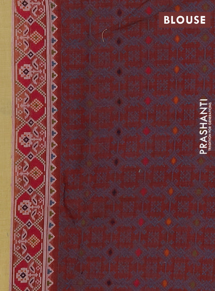 Jamdhani cotton saree pale yellow with allover thread woven buttas and jamdhani pallu