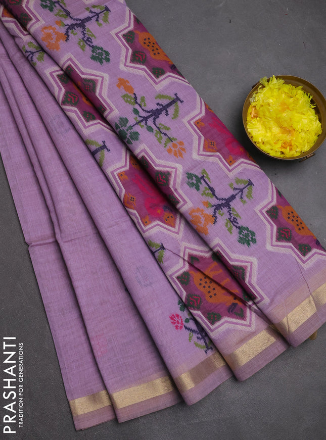 Jamdhani cotton saree lavender with allover thread woven buttas and jamdhani pallu