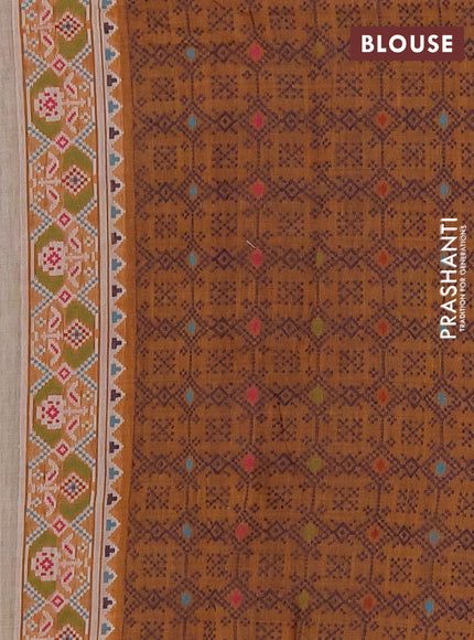 Jamdhani cotton saree beige and mustard yellow with allover thread woven buttas and jamdhani pallu