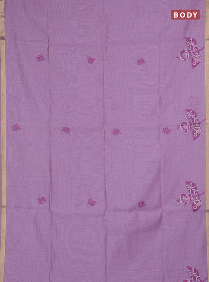Jamdhani cotton saree lavender with allover thread woven buttas and jamdhani pallu