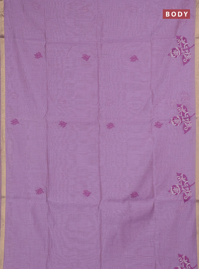 Jamdhani cotton saree lavender with allover thread woven buttas and jamdhani pallu