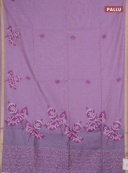Jamdhani cotton saree lavender with allover thread woven buttas and jamdhani pallu