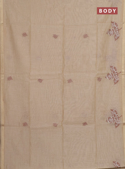 Jamdhani cotton saree beige with allover thread woven buttas and jamdhani pallu
