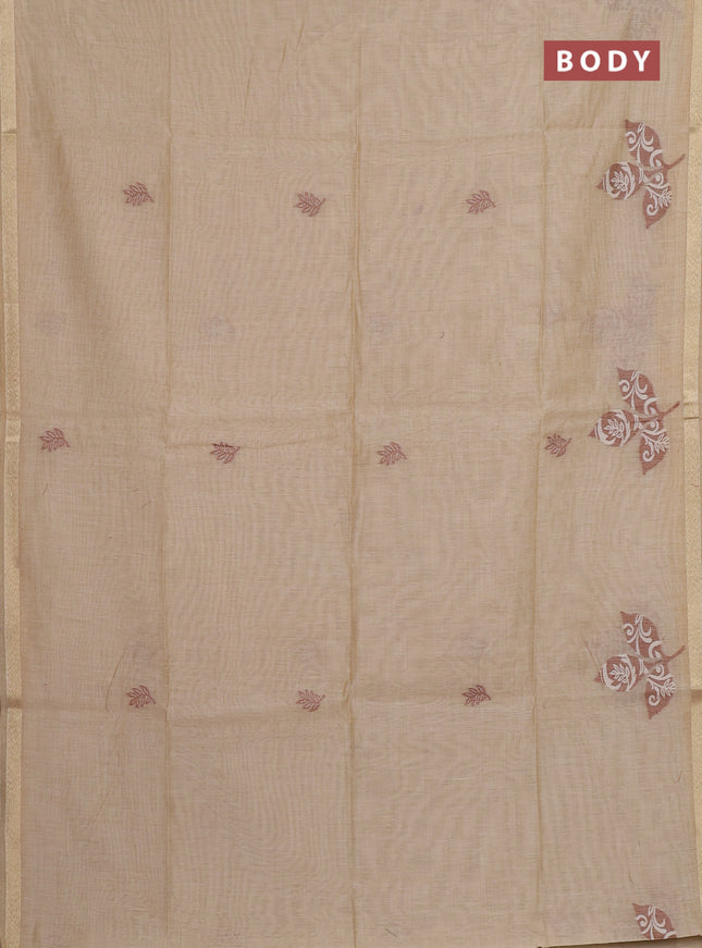 Jamdhani cotton saree beige with allover thread woven buttas and jamdhani pallu