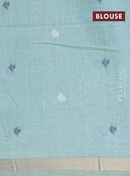 Jamdhani cotton saree teal shade with allover thread woven buttas and jamdhani pallu