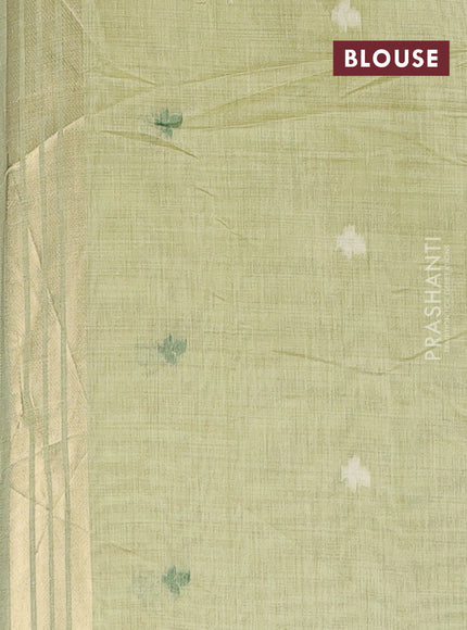 Jamdhani cotton saree pista green with allover thread woven buttas and jamdhani pallu