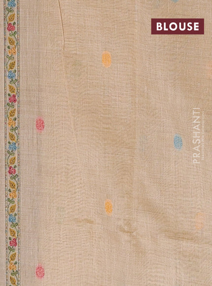 Jamdhani cotton saree beige with allover thread woven buttas and jamdhani pallu