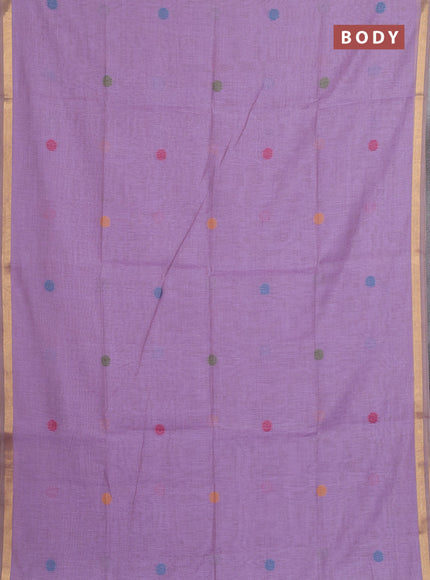 Jamdhani cotton saree lavender with allover thread woven buttas and jamdhani pallu