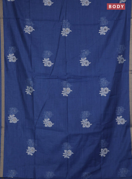 Jamdhani cotton saree blue with allover thread woven buttas and jamdhani pallu