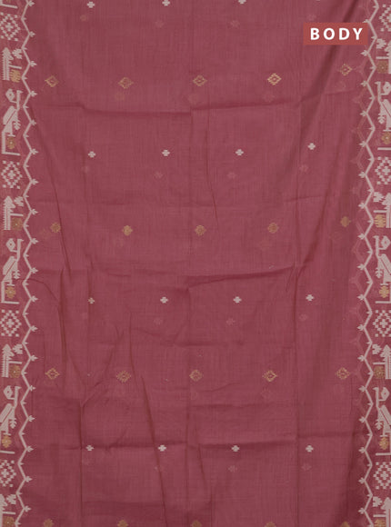 Jamdhani cotton saree pastel pink with allover thread & zari woven buttas and jamdhani pallu