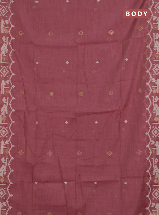 Jamdhani cotton saree pastel pink with allover thread & zari woven buttas and jamdhani pallu