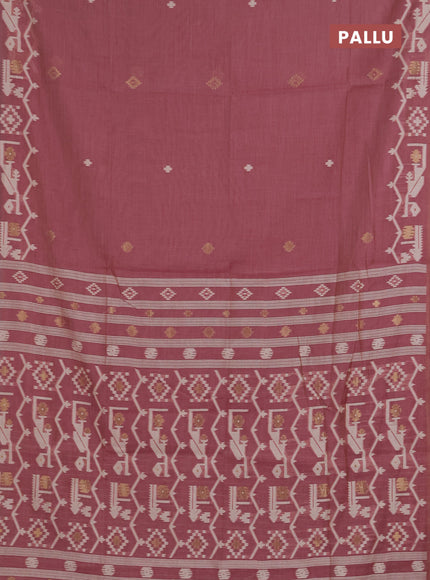 Jamdhani cotton saree pastel pink with allover thread & zari woven buttas and jamdhani pallu