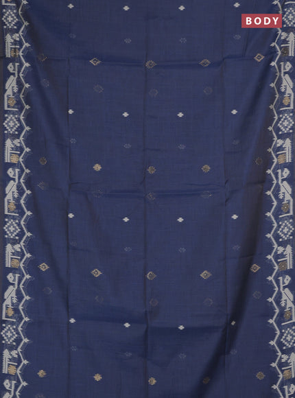 Jamdhani cotton saree blue with allover thread & zari woven buttas and jamdhani pallu