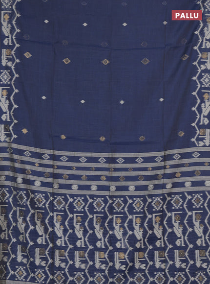 Jamdhani cotton saree blue with allover thread & zari woven buttas and jamdhani pallu