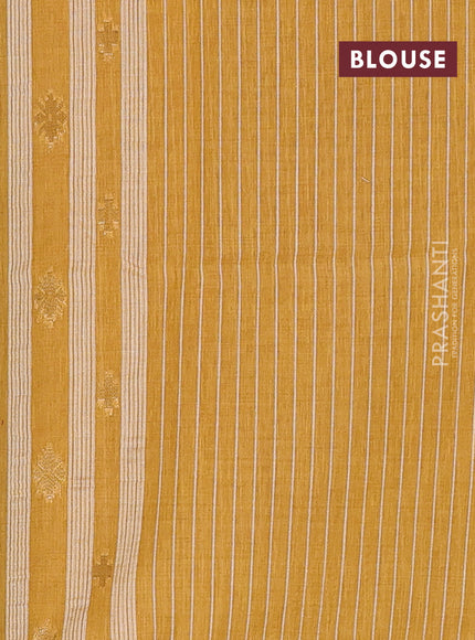 Jamdhani cotton saree mustard yellow with allover thread & zari woven buttas and jamdhani pallu