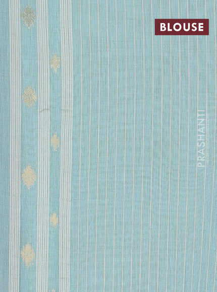 Jamdhani cotton saree teal blue with allover thread & zari woven buttas and jamdhani pallu