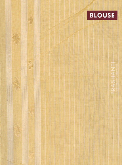 Jamdhani cotton saree pale yellow with allover thread & zari woven buttas and jamdhani pallu
