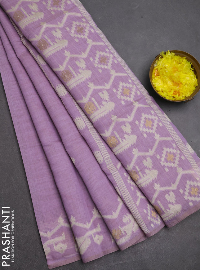 Jamdhani cotton saree lavender with allover thread & zari woven buttas and jamdhani pallu