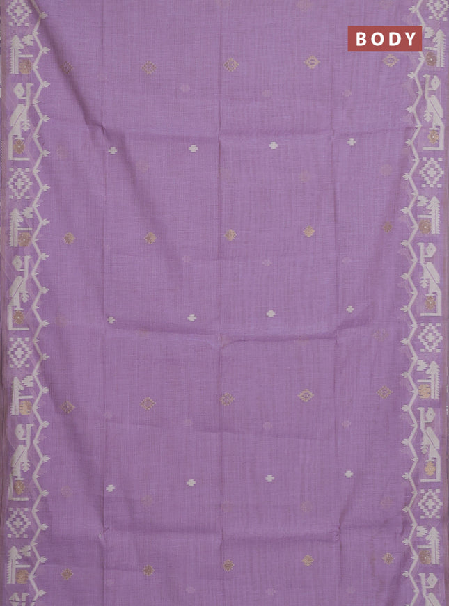 Jamdhani cotton saree lavender with allover thread & zari woven buttas and jamdhani pallu
