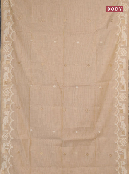 Jamdhani cotton saree beige with allover thread & zari woven buttas and jamdhani pallu