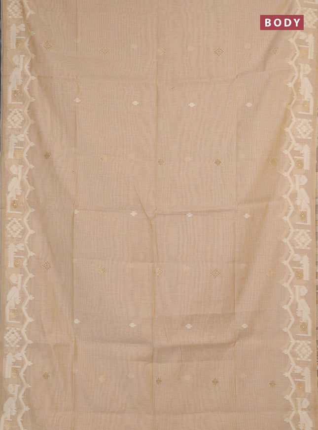 Jamdhani cotton saree beige with allover thread & zari woven buttas and jamdhani pallu