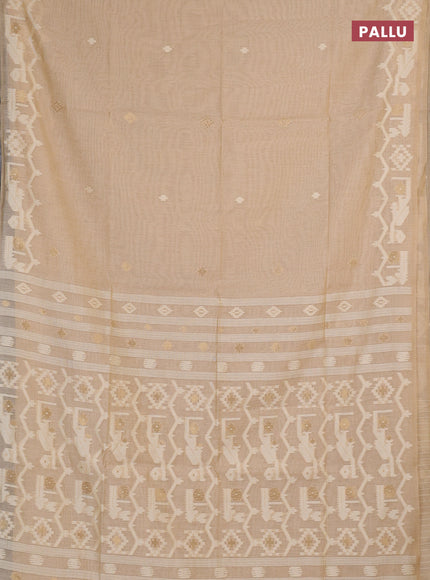 Jamdhani cotton saree beige with allover thread & zari woven buttas and jamdhani pallu
