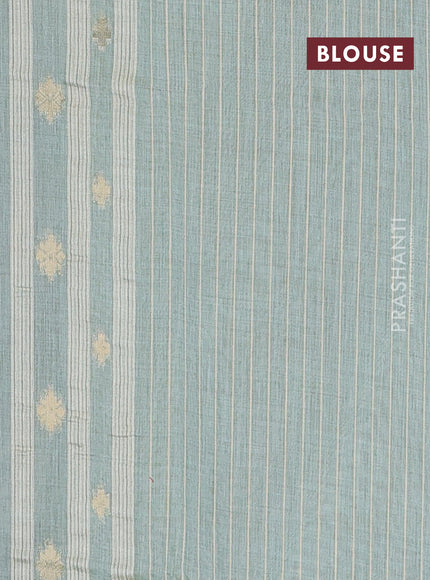 Jamdhani cotton saree teal shade with allover thread & zari woven buttas and jamdhani pallu